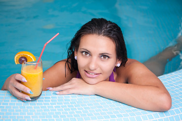 Young beautiful woman in jacuzzi