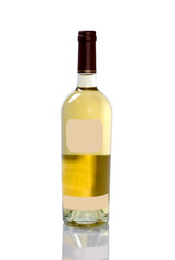 Bottle of White Wine on White Background
