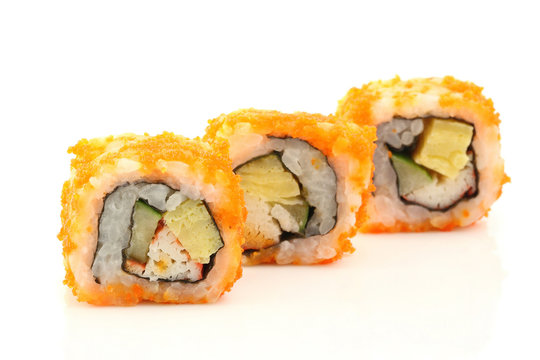 Sushi California Roll isolated in white background