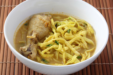 Noodle Khao soy , Thai food isolated in whit background