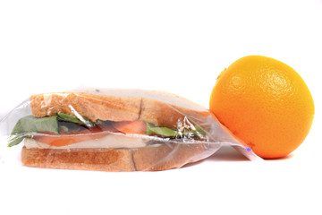 Sandwich in zipped plastic lunch bag