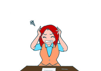 困っている様子のオフィスレディー