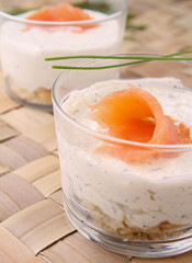 verrines, fromage frais et saumon fumé