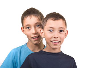smiling twins isolated