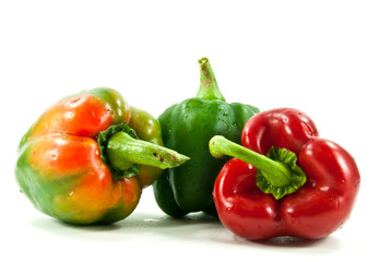 Fresh sweet pepper shot on white background.