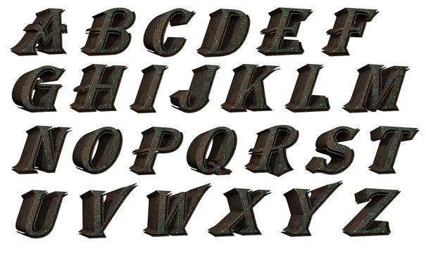 Alphabet-Set - futuristisch - 3D