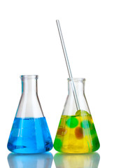 Test-tubes with liquid isolated on white