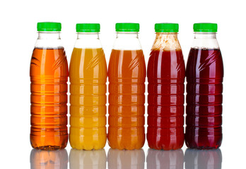 Bottles with juice isolated on white