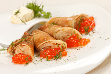 pancakes with caviar