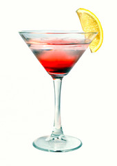 red martini cocktail with ice