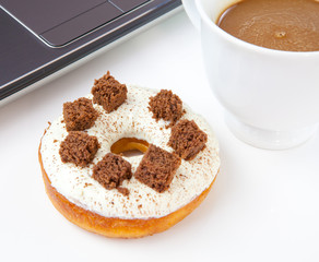 donuts ,laptop and coffee