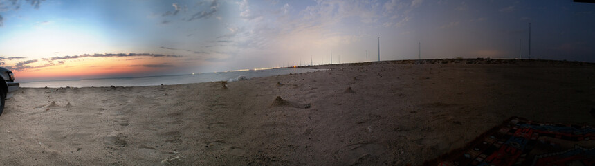 Sunset and twilight on the beach