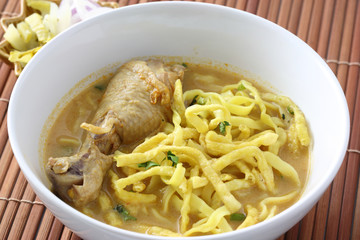 Noodle Khao soy , Thai food isolated in whit background