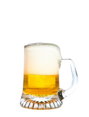 Pouring beer isolated on white