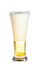 Pouring beer isolated on white