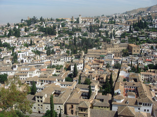 Obraz premium panomara of a city with roofs seen from above