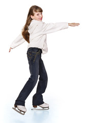Young girl figure skating..