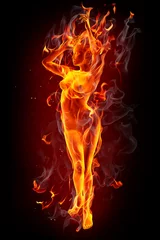 Papier Peint photo Flamme Fille de feu dansante