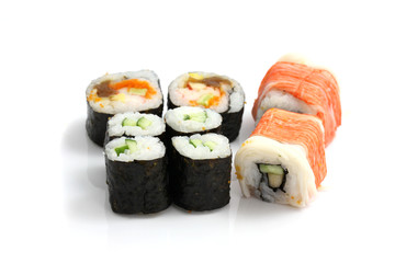 Maki Rolls isolated in white background