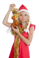 Christmas girl with gifts isolated