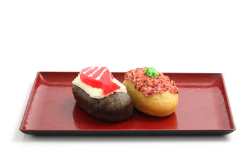 Donut sushi isolated in white background