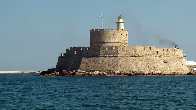 Fort in rhodes port. Rhodes island. Greece.