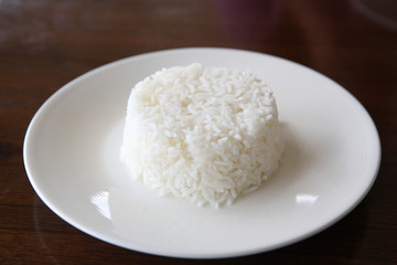 Rice with wood background