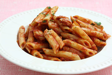 Pasta macaroni with tomato sauce