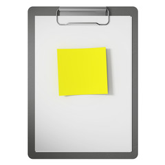 Klemmbrett mit Haftnotiz leer
