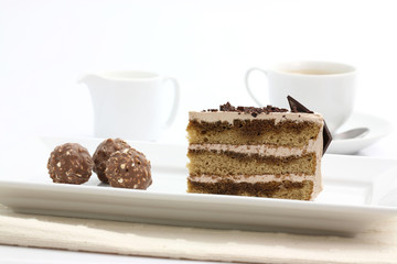 Coffee cake in white background