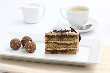 Coffee cake in white background