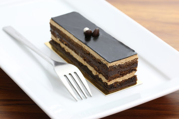 Chocolate Cake in wood background