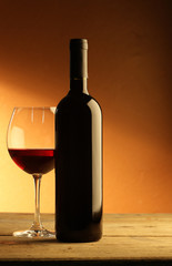 Bottle and glass of red wine