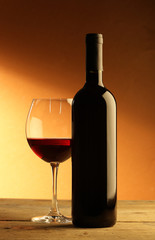 Bottle and glass of red wine