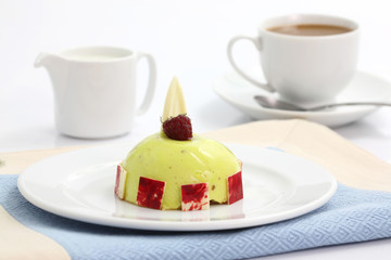 Fruit dome cake isolated in white background