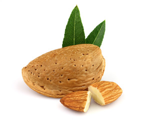 Dried almonds with leaves