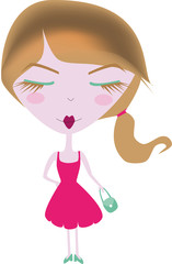 Blonde doll with green bag