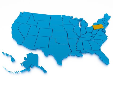 a 3D rendered map of USA