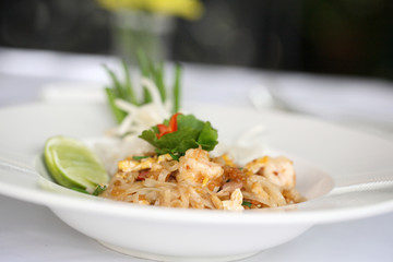 Thai food padthai fried noodle with shrimp