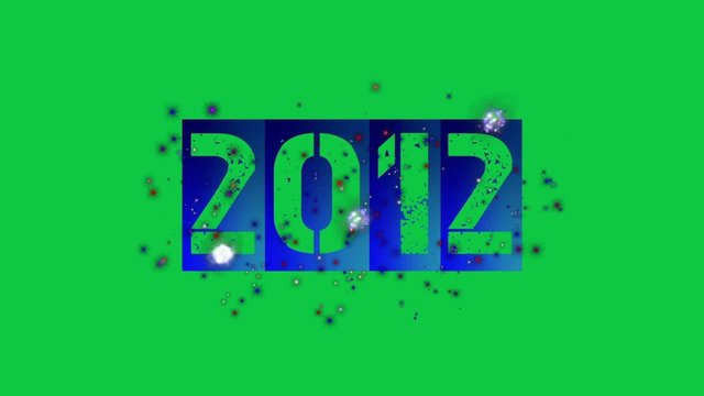 2012 new year with fireworks (greenscreen)