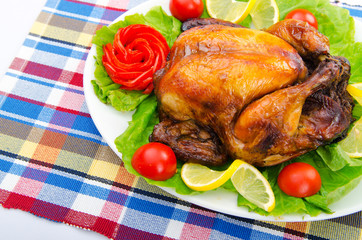 Roasted turkey on the festive table