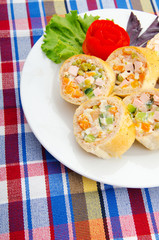 Delicious salad in the plate