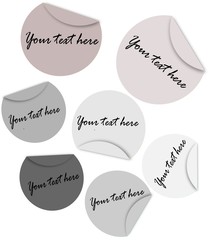 Set of a grey round stickers