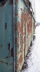 detail of old rotten railway cars