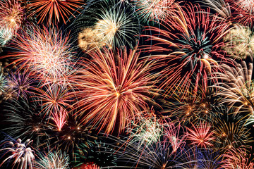Multicolored fireworks horizontal