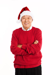 Senior Asian celebrating Christmas