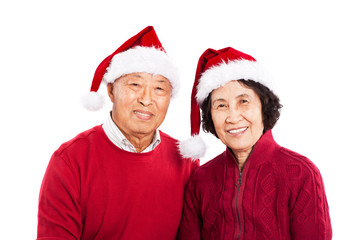 Senior Asian couple celebrating Christmas