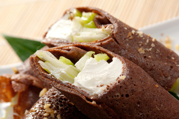Dessert Maki Sushi - Chocolate Roll with Various Fruit and Cream