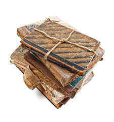 An old book with a crumpled sheet