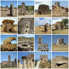 collage with ancient landmarks of heritage of  Sardinia